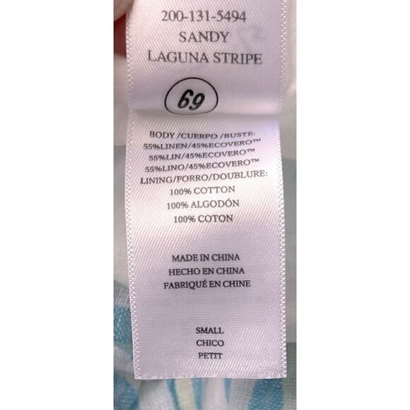 NWT Rails Sandy Dress Linen Blend Striped Ruffle Mini in Laguna Stripe, Small - Picture 15 of 16